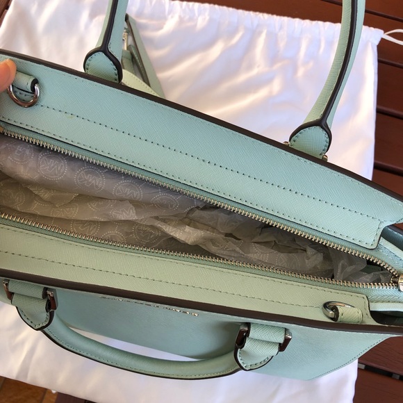 Michael Kors Pastel Blue Large Selma Saffiano Satchel Handbag BRAND NEW - Picture 9 of 12